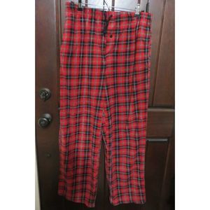 MEN'S K C  RED & BLACK PLAID FLANNEL SLEEP PANTS SIZE L